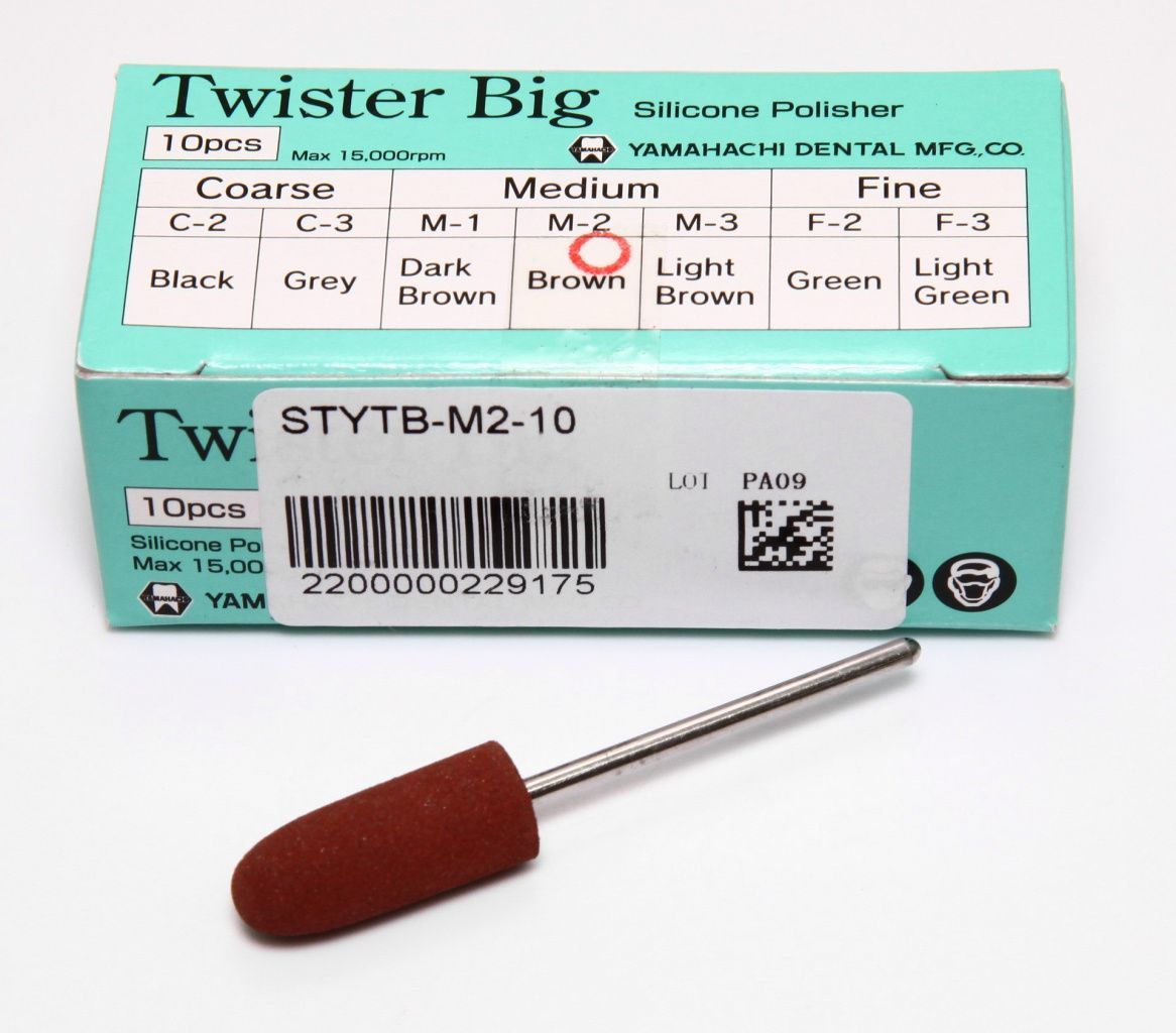 Полир силиконовый Twister Big для обработки композитов, Medium M-2, коричневый, d=10мм (1шт)